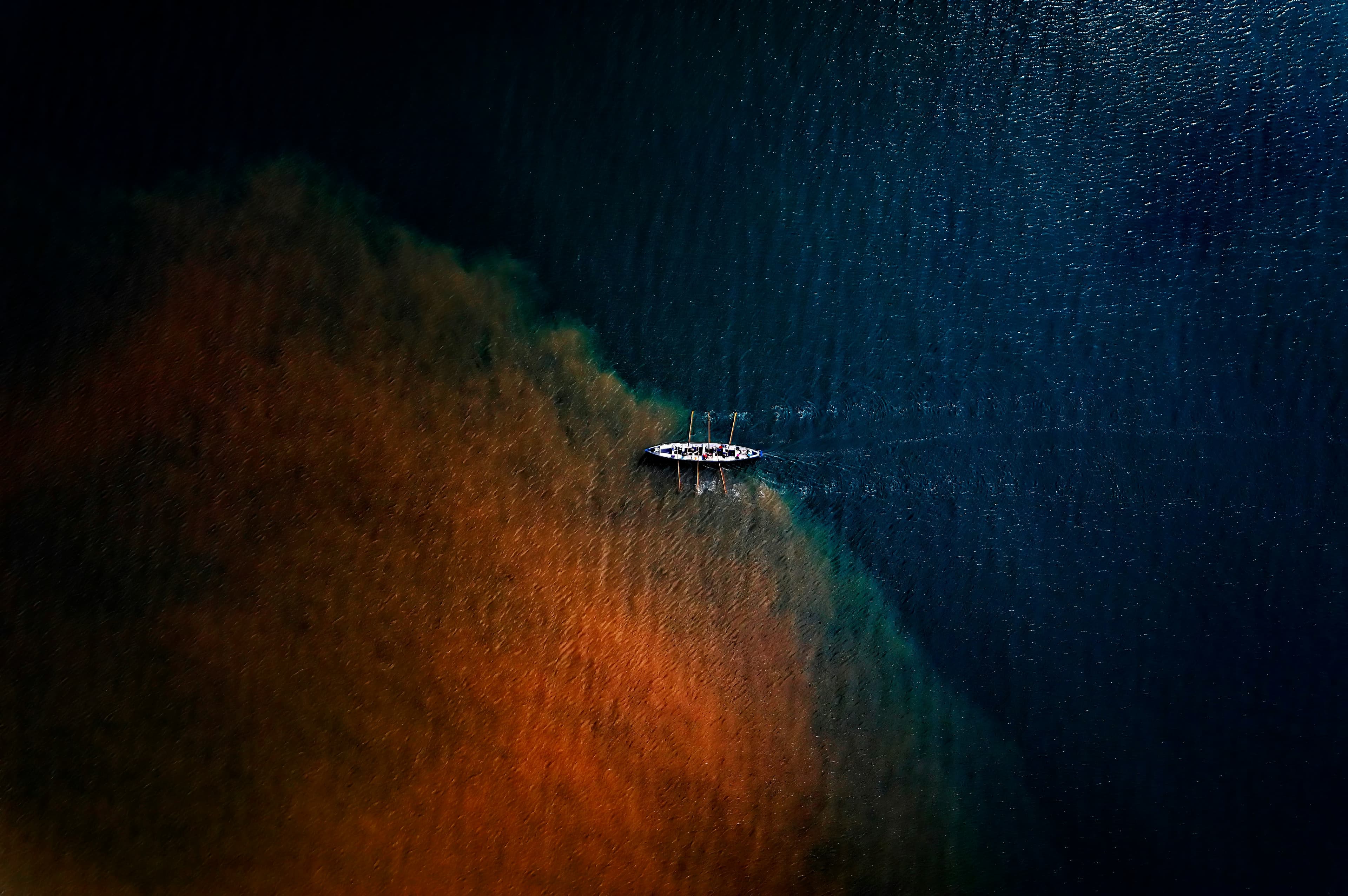 Aerial view of an autumn lake
